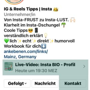 Instagram Profil Action Buttons